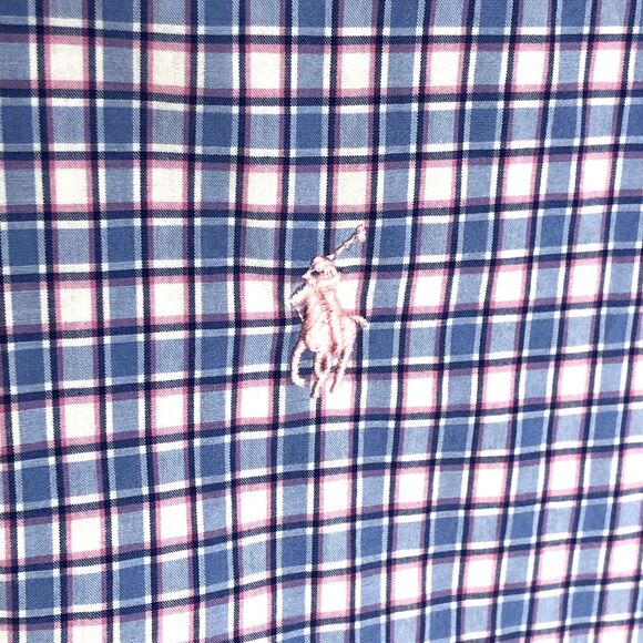 Polo Ralph Lauren Men's XL Plaid Button Down Shirt Blue Pink White 100% Cotton - Picture 3 of 8